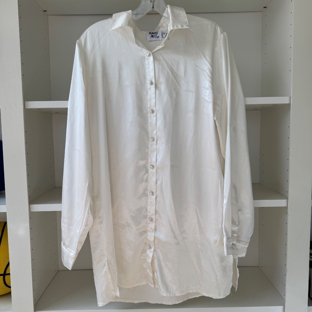 PRINCESS POLLY 90210 Satin Shirt Mini Dress - Picture 6 of 9